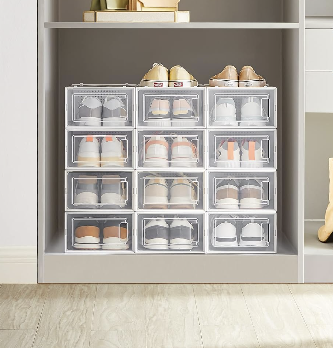 Transparente Schuhboxen Stapelbar mit Tür